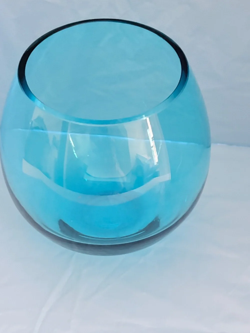 LSA International Peacock Blue Blown Glass Vase Slanted Rim made in Poland 8